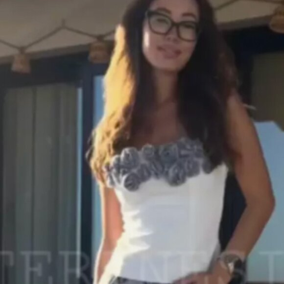 ZARA NEW WOMAN RHINESTONE FLORAL STRAPPY TOP WHITE SIZE med REF. 4772/001 - Picture 2 of 3